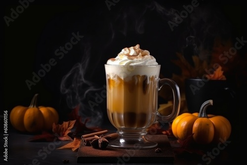 Pumpkin drink coffee food. Generate Ai