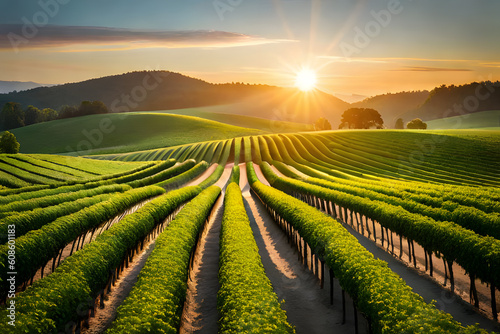 vineyard at sunset