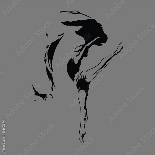 silhouette of a ballet dancer with a cloth thrown up. vectors