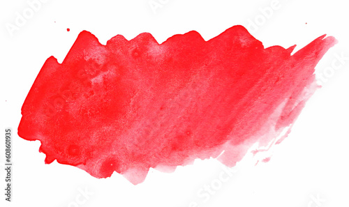 Red Abstract Watercolor Brush Stroke on White Background