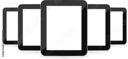 Digital tablet PC set isolated on white background