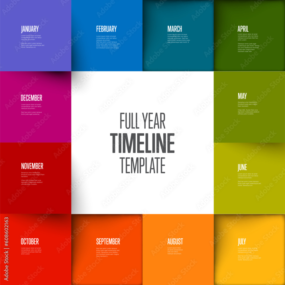 Full year timeline template made from squares Full year timeline template made from squares