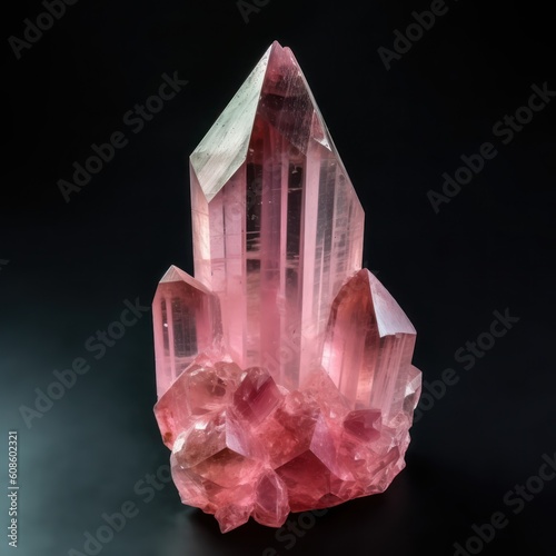 Quartz Crystal, Colourful Beryl Mineral Long Crystal 3D Render, High Detail Quartz Jewell Emerald Ruby Diamond