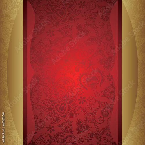 Illustration of ornate gold floral background.