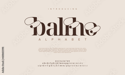 Baliho abstract digital technology logo font alphabet. Minimal modern urban fonts for logo, brand etc. Typography typeface uppercase lowercase and number. vector illustration photo