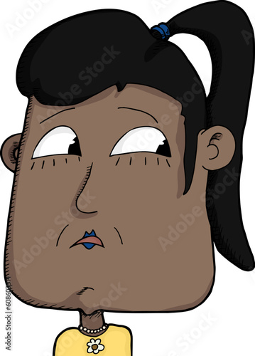 Cartoon of cautious woman looking over her shoulder