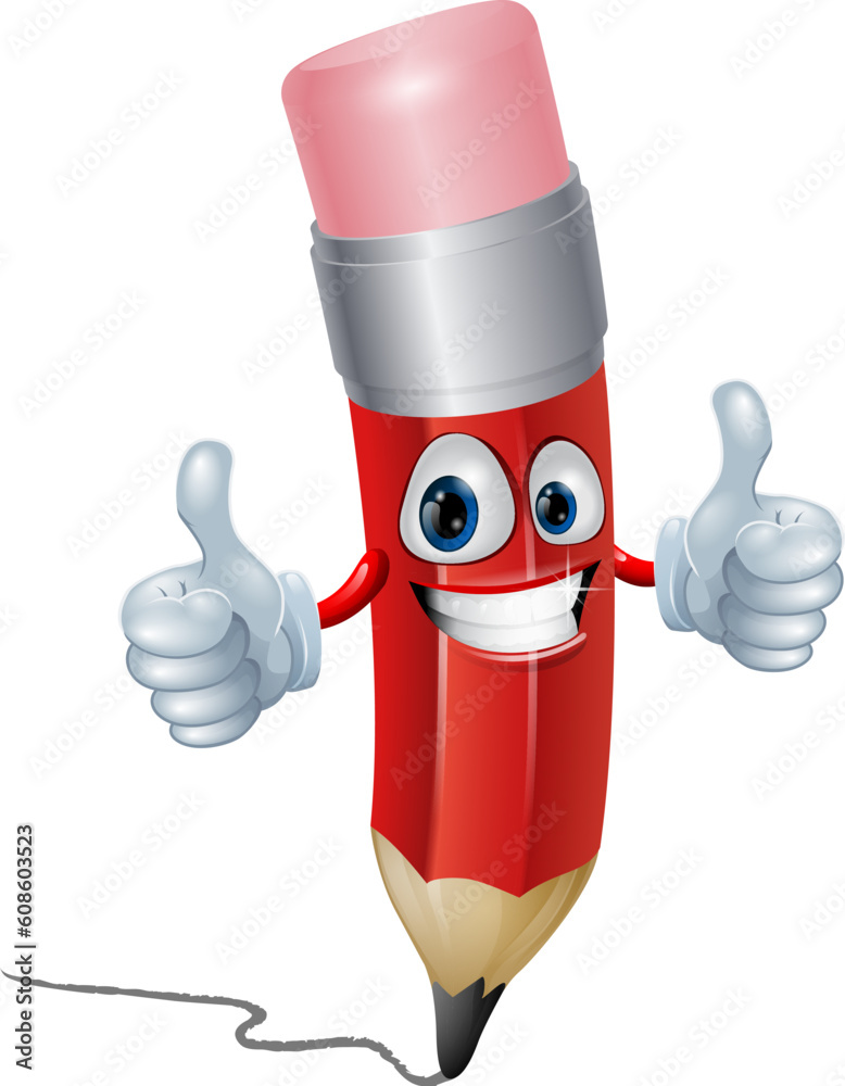 Funny pencil mascot man giving a double thumbs up Funny pencil mascot man giving a double thumbs up