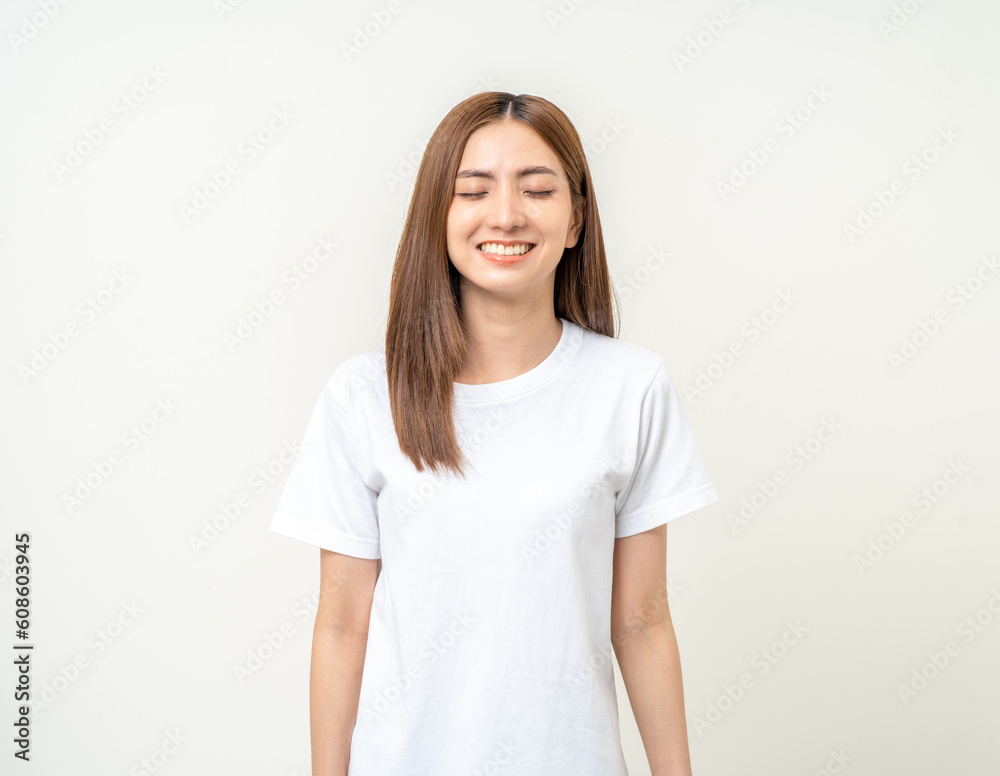 Good smell perfume. Asian woman enjoying pleasant good smell. Calm Female taking deep breath fresh air relaxing Good smell perfume. Asian woman enjoying pleasant good smell. Calm Female taking deep breath fresh air relaxing