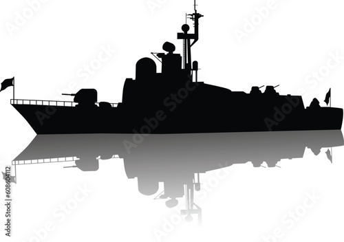 Soviet (russian) missile boat  silhouette. Vector on separate layers