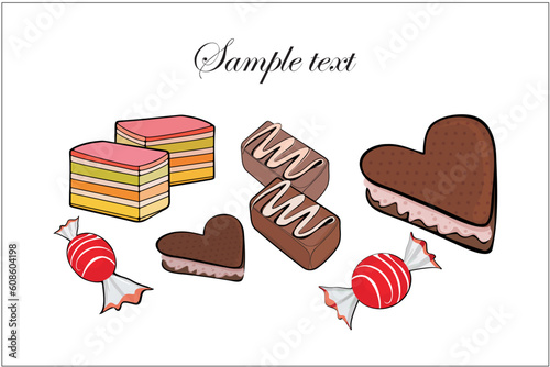 candies and cakes - vector drawing