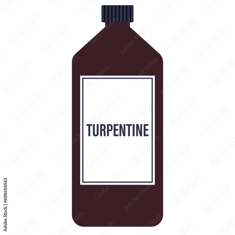 Dark bottle of turpentine isolated on white background vector illustration Dark bottle of turpentine isolated on white background vector illustration