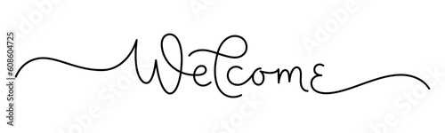 WELCOME monoline calligraphy banner with swashes