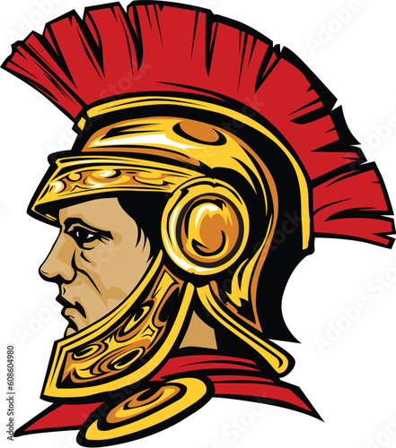 Vector Graphic of a Greek Spartan or Trojan wearing a Helmet