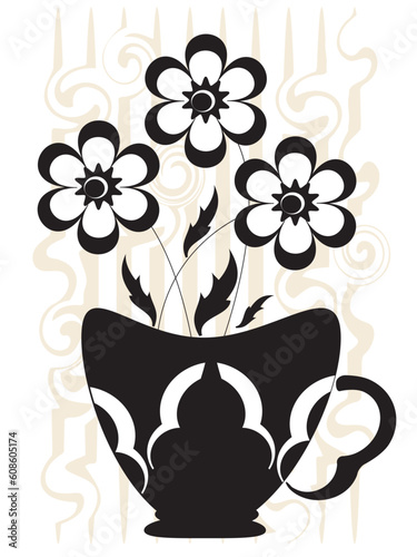 Flowrs in the vase, vector.