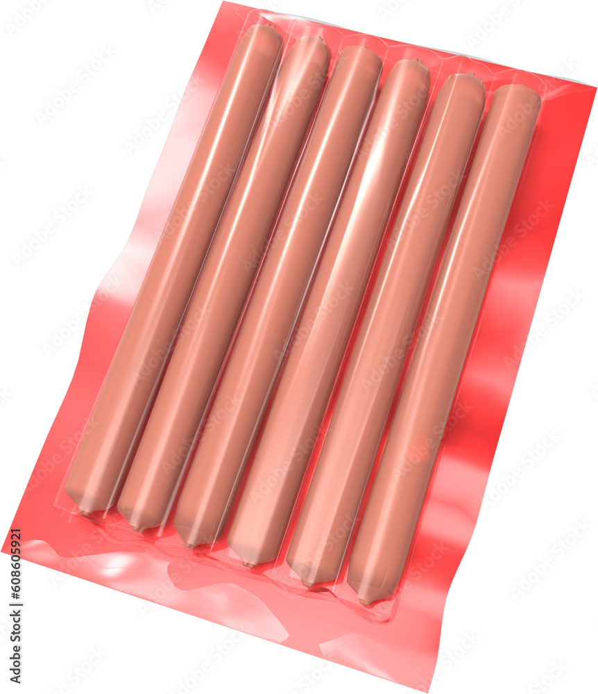 Sausages Vacuum Packaging Isolated 3D Rendering Sausages Vacuum Packaging Isolated 3D Rendering