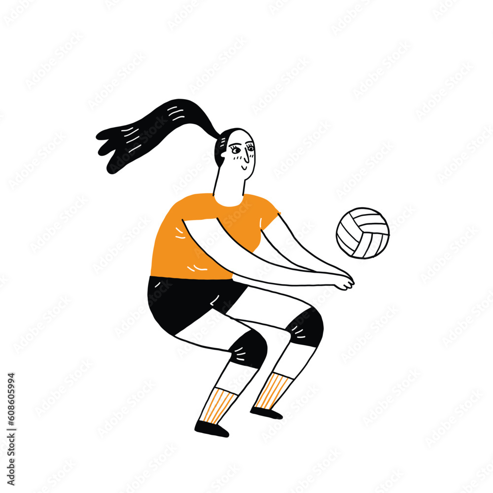 Fototapeta premium Volleyball player woman hits the ball.