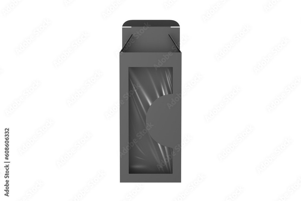box with window shape cut isolated on white background. 3d illustration box with window shape cut isolated on white background. 3d illustration