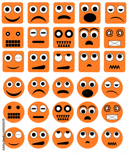 Fototapeta Naklejka Na Ścianę i Meble -  Set of the various vector emotion icons. This file is vector, can be scaled to any size without loss of quality.