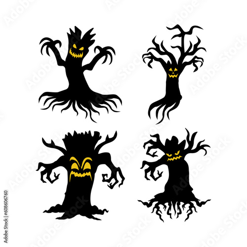 Collection of Halloween Tree Scary For Design Element Templet