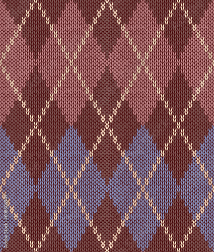 Style Seamless Pink Brown Blue Color Knitted Pattern