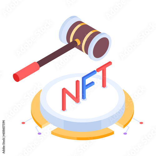 Customizable 3d icon of nft auction