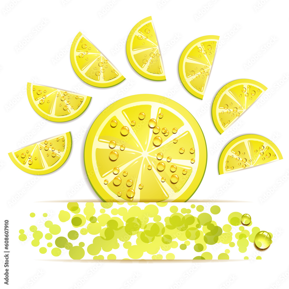 Slices of lemon in decorated form Slices of lemon in decorated form