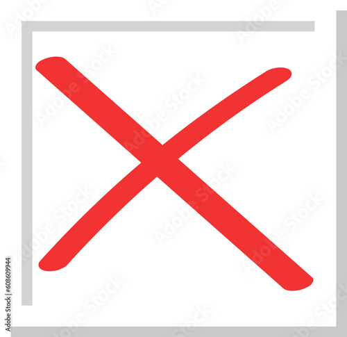 Cross symbol in square. rejection, disapproval