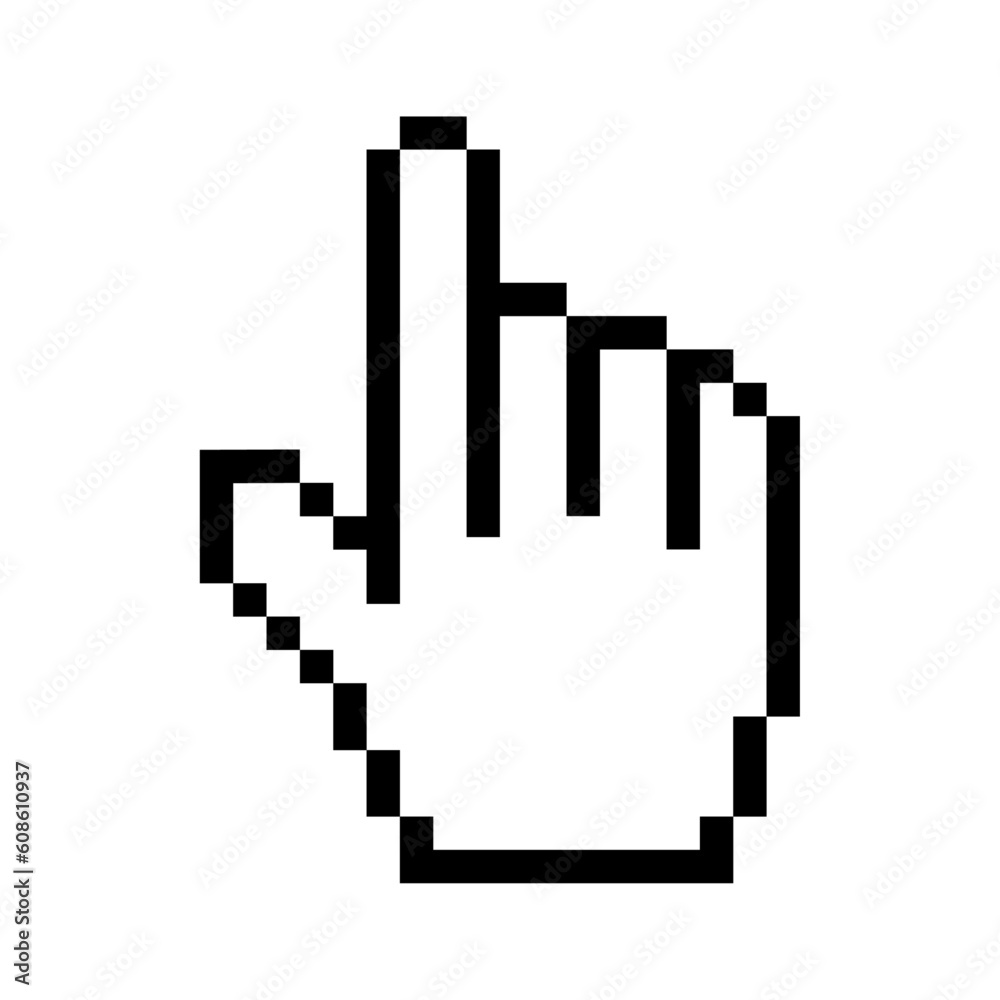 Pixelated hand icon. computer cursor symbol Pixelated hand icon. computer cursor symbol