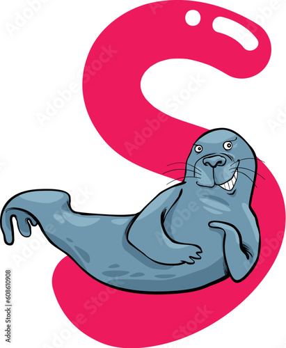 cartoon illustration of S letter for seal