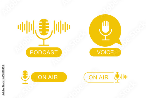 Set of podcast and radio logo design