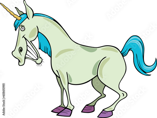 cartoon illustration of funny fantasy unicorn