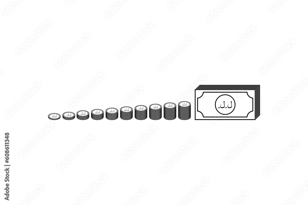 Lebanon Currency Symbol, Lebanese Pound Icon, LBP Sign. Vector Illustration Lebanon Currency Symbol, Lebanese Pound Icon, LBP Sign. Vector Illustration