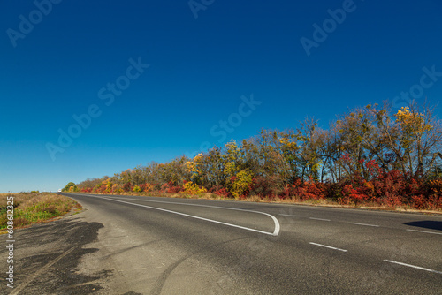 Highway track against the blue sky