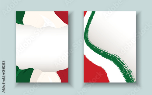 italian patriotic flyer booklet set. Red, green, white stripes place for text national holidays italy