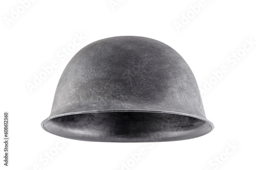 Old military helmet isolated on white background with clipping path