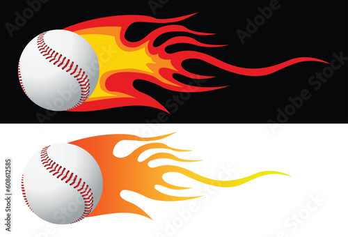 Baseball with flames vector