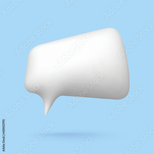White vector 3d double speech bubble isolated on blue background. Vector illustration for postcard, banner, web, design, arts.