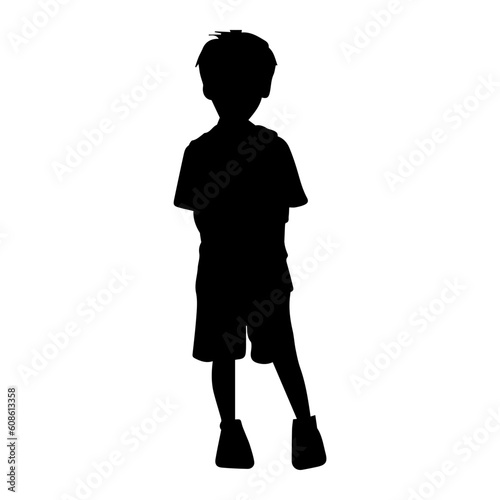 Vector illustration. Silhouette of a boy on a white background.