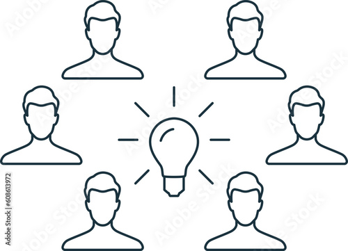 Group idea icon. Monochrome simple sign from idea collection. Group idea icon for logo, templates, web design and infographics.