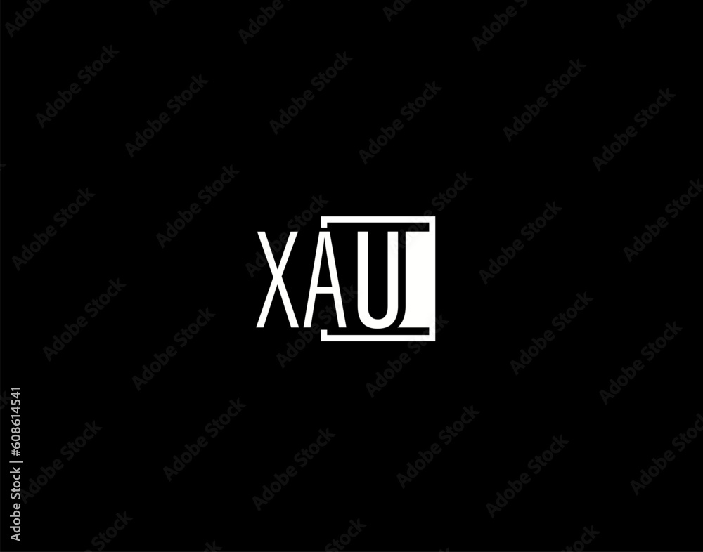 XAU Logo and Graphics Design, Modern and Sleek Vector Art and Icons isolated on black background