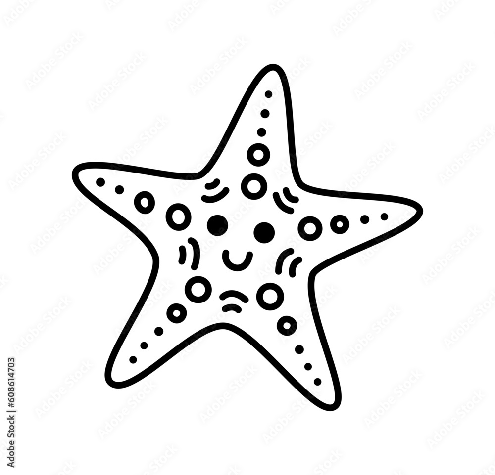 STARFISH DOODLE. Vector starfish. Line Drawing Vector for print poster, card, sticker tattoo. Single line art. One Line Hand Drawn Illustration of Sea Star. Simple outline style STARFISH DOODLE. Vector starfish. Line Drawing Vector for print poster, card, sticker tattoo. Single line art. One Line Hand Drawn Illustration of Sea Star. Simple outline style