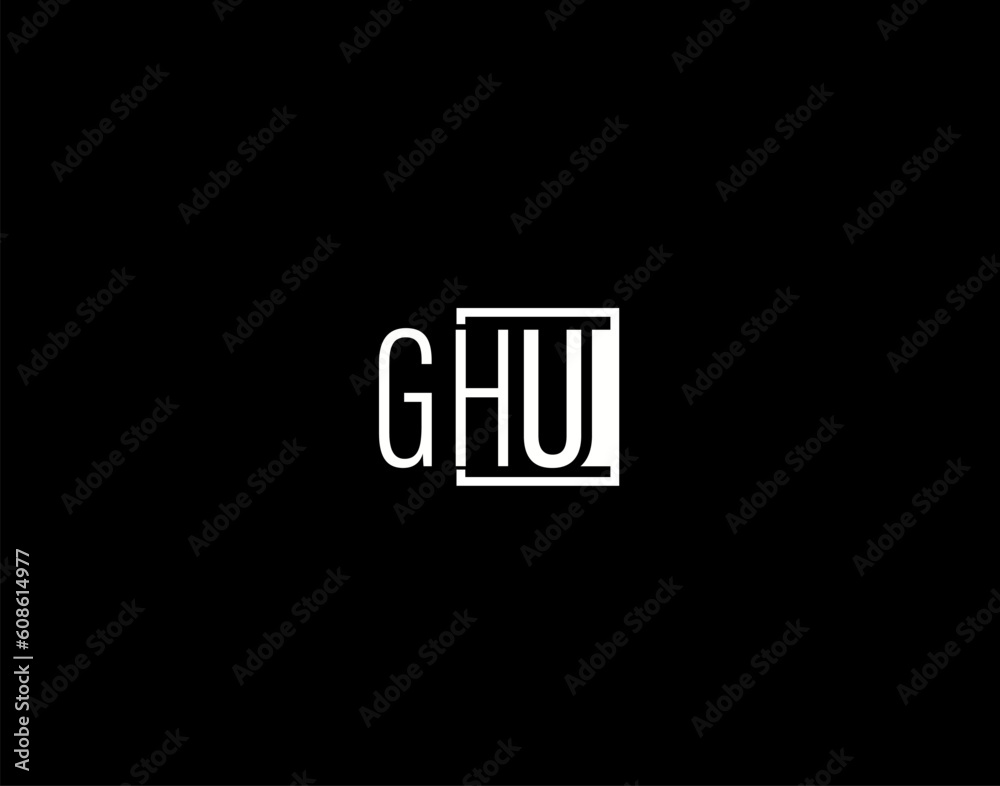 GHU Logo and Graphics Design, Modern and Sleek Vector Art and Icons isolated on black background