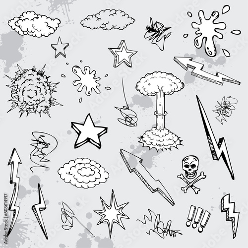 Hand drawn graffiti grunge cartoon doodles