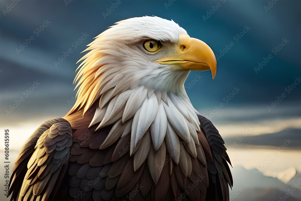 Fototapeta premium A close-up of a majestic eagle's beak, showcasing its sharpness and strength