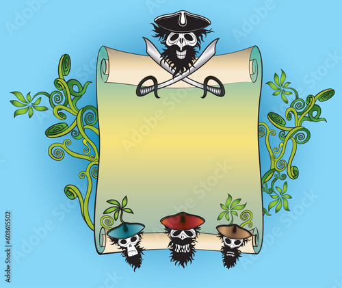 pirate roll document and ocean summer design