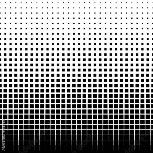 Halftone point. Fading gradient. Background from squares. Point texture of noise. Overlay effect. Reliability pattern.