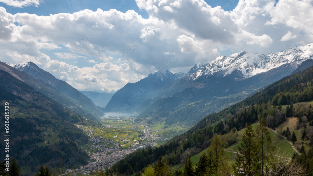 Panoramic view of Val Poschiavo, switzerland.