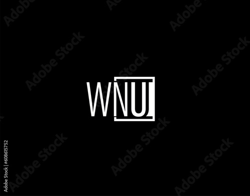 WNU Logo and Graphics Design, Modern and Sleek Vector Art and Icons isolated on black background