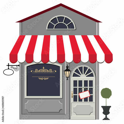 Vector illustration of little cute retro store, shop or boutique. No gradient used