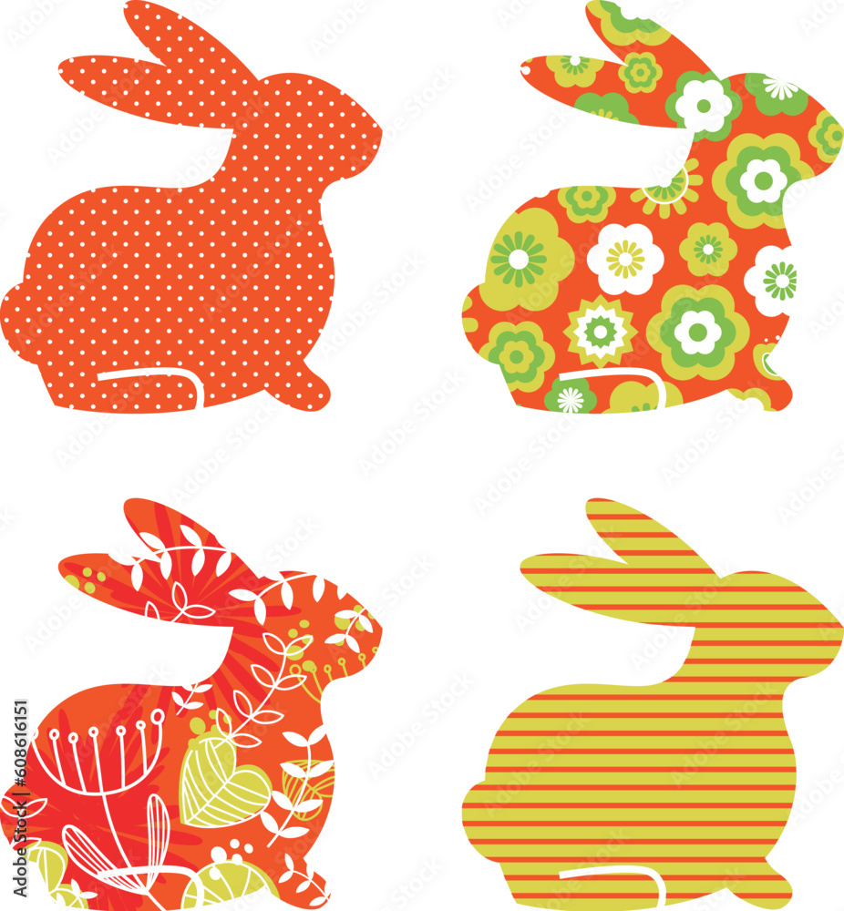 Easter abstract bunny collection. Vector